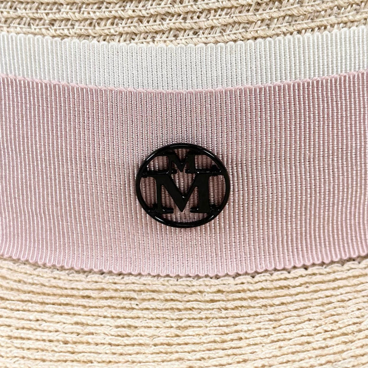 Excellent MAISON MICHEL hat M logo straw pink Hemp Women M
