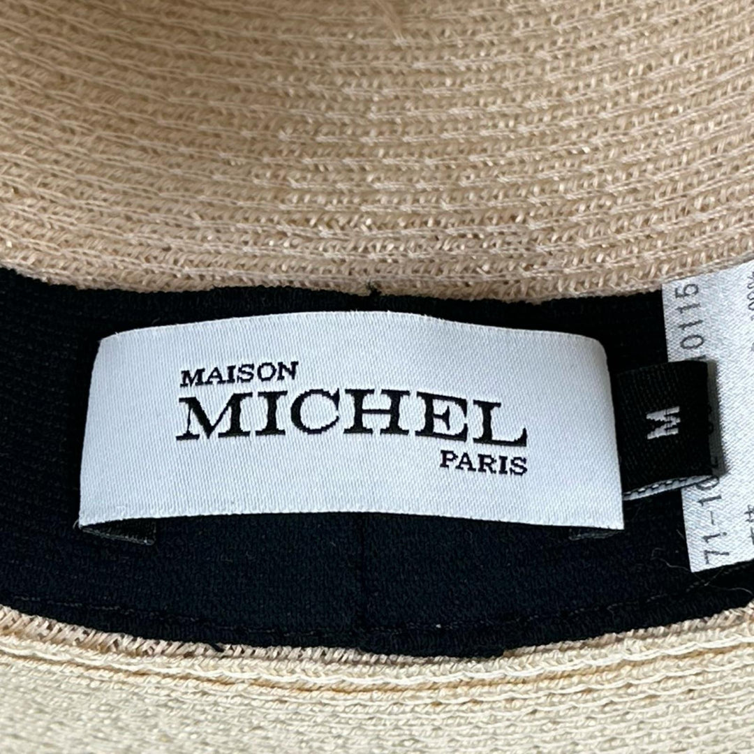 Excellent MAISON MICHEL hat M logo straw pink Hemp Women M