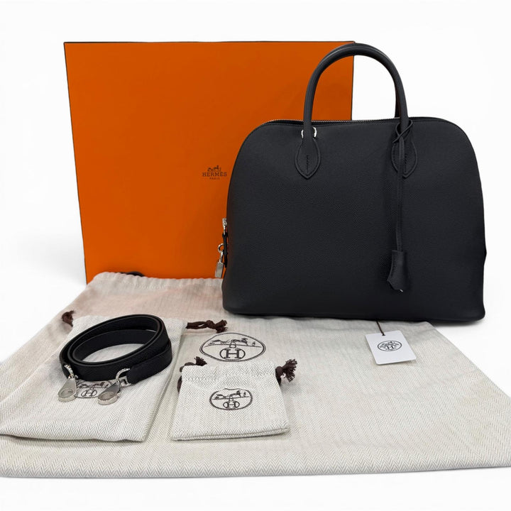 Pristine HERMES Handbag Bored 1923 30 black Epsom Leather Women