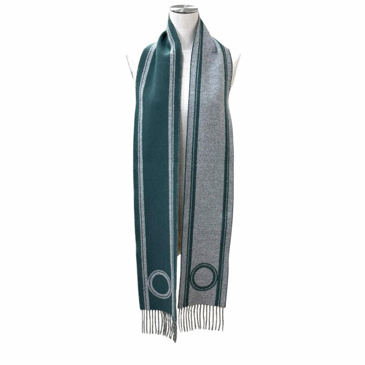Great HERMES Scarf Bande de Repo green cashmere Women