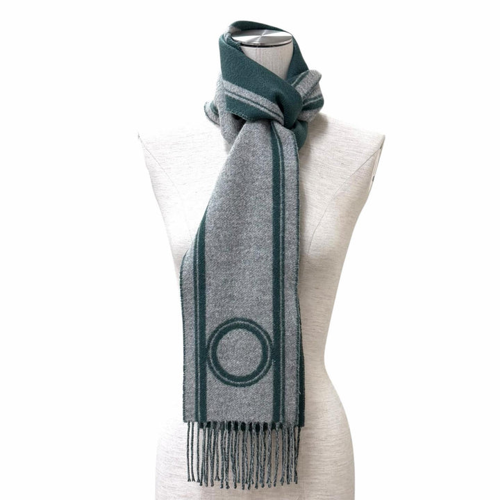 Great HERMES Scarf Bande de Repo green cashmere Women
