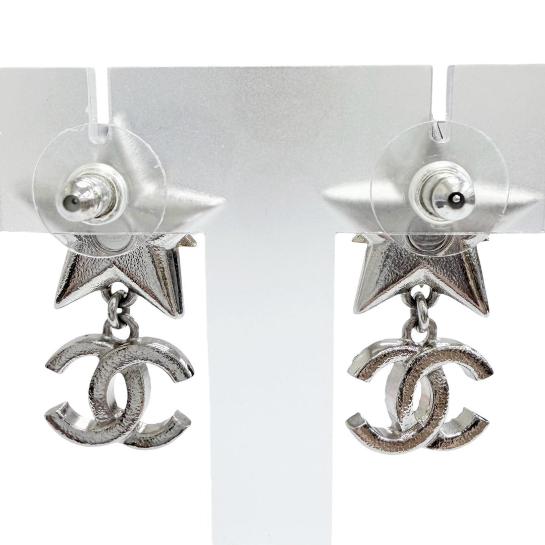 Excellent CHANEL COCO Mark Rhinestone Strass Star Swing Pierce C23S ABA907