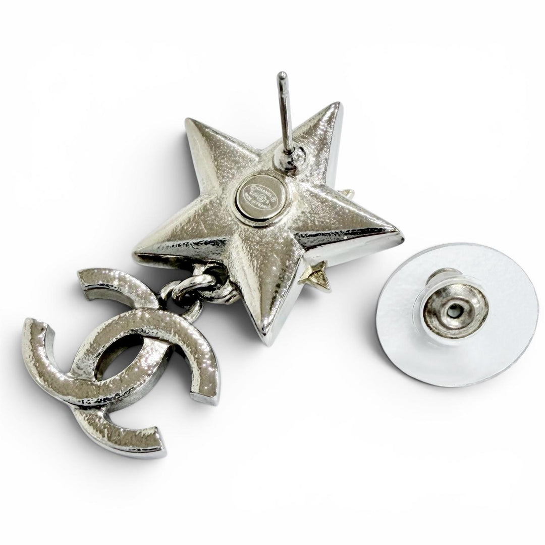 Excellent CHANEL COCO Mark Rhinestone Strass Star Swing Pierce C23S ABA907