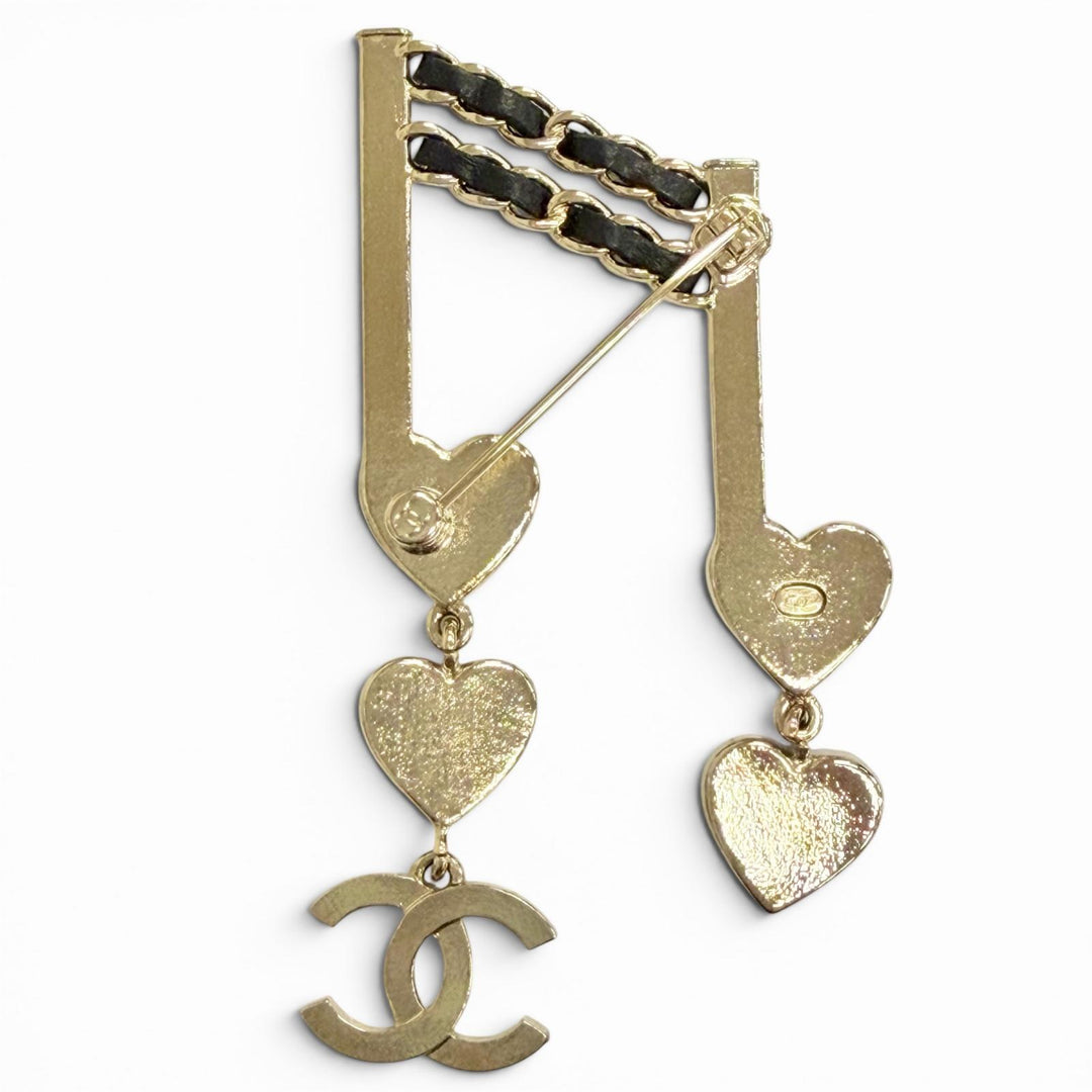 Excellent CHANEL Brooch 1680-2 Chanel COCO Mark Heart Musical Note L24A ABE085