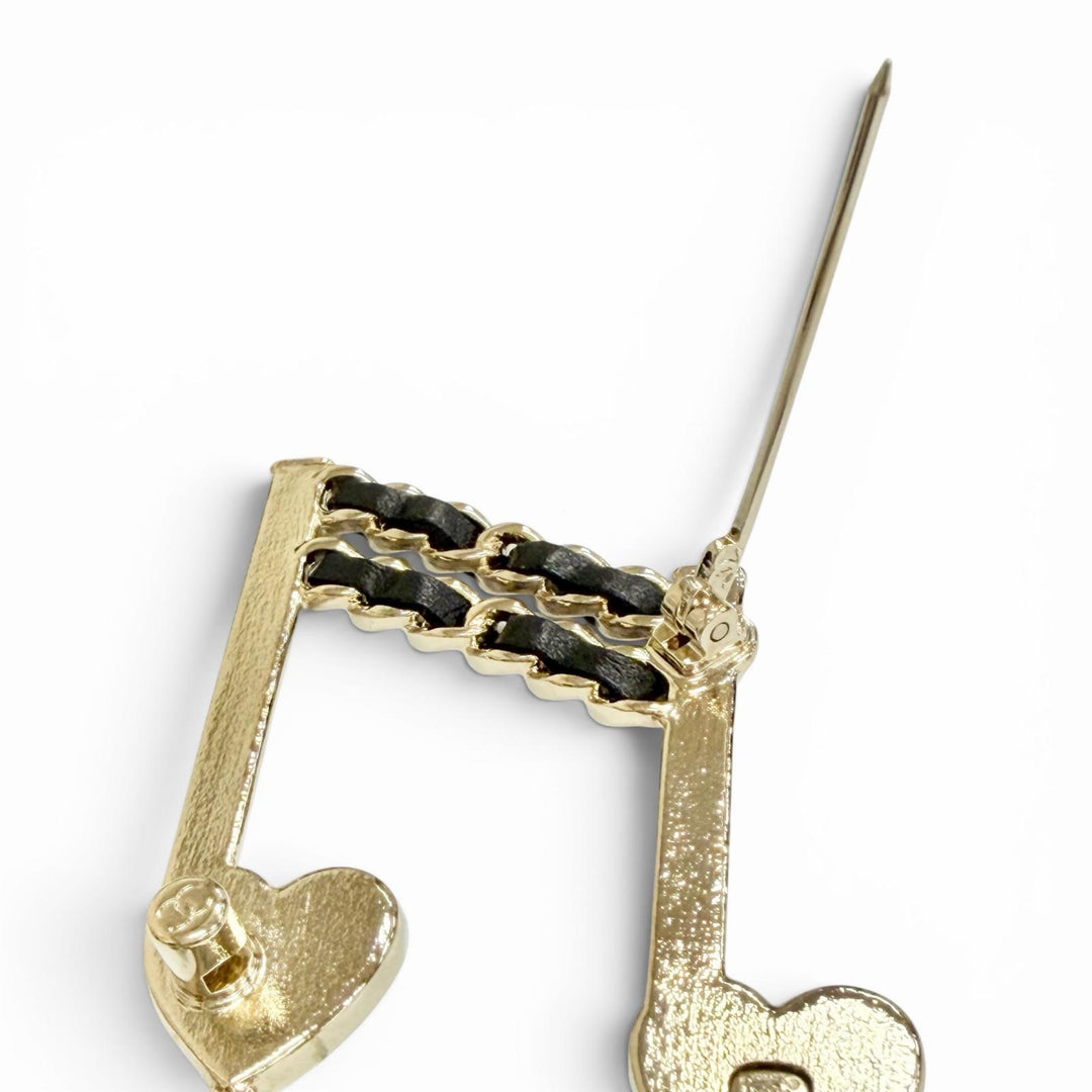 Excellent CHANEL Brooch 1680-2 Chanel COCO Mark Heart Musical Note L24A ABE085
