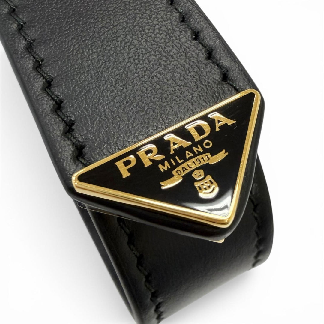 Great PRADA key ring Triangle Logo Triangular Plate Bag Charm
