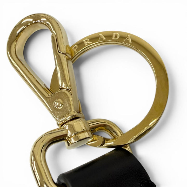 Great PRADA key ring Triangle Logo Triangular Plate Bag Charm