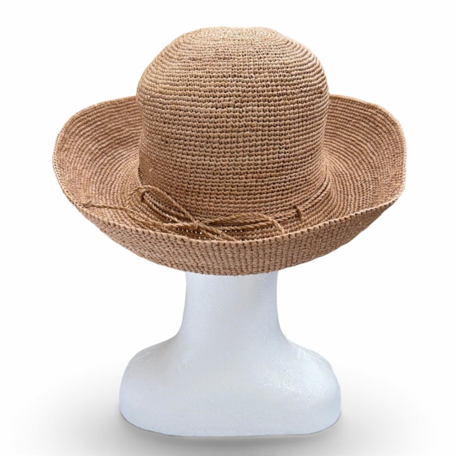Excellent HELEN KAMINSKI hat Crochet Ribbon Raffia natural Raffia