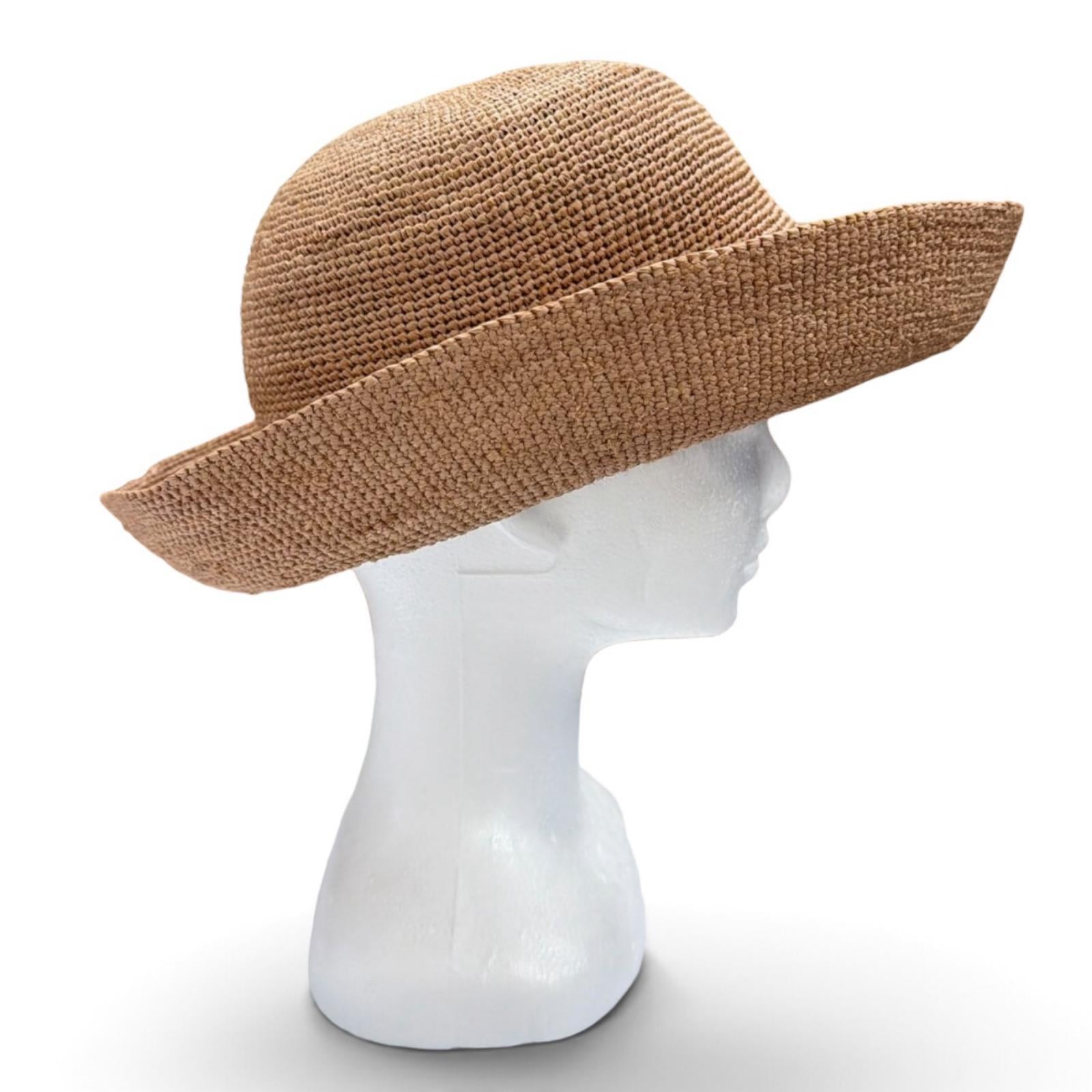 Excellent HELEN KAMINSKI hat Crochet Ribbon Raffia natural Raffia