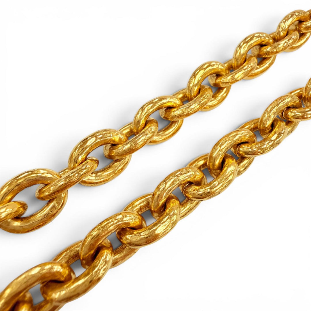 Excellent CHANEL Necklace COCO Mark Gripoa Cross Fringe Long gold Women 94A