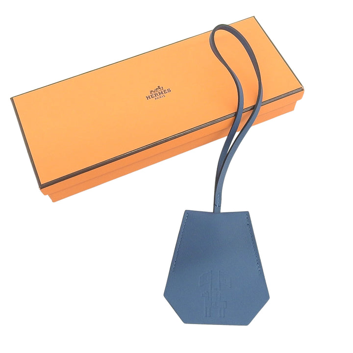 Excellent HERMES Bag charm Years Gift Key Clochette Blue leather Women