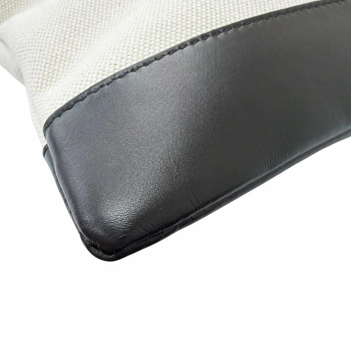 Pristine BALENCIAGA Clutch bag Navy clip M Logo print Ivory canvas mens 373834