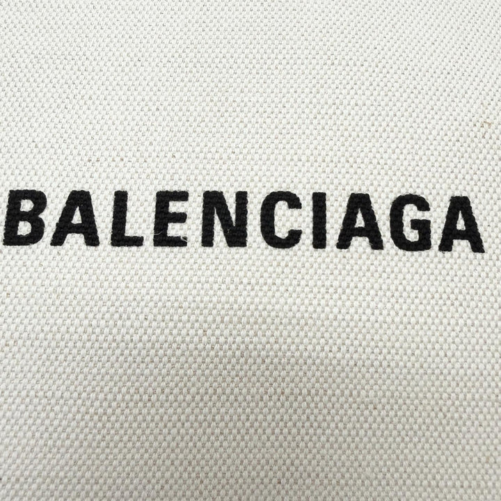 Pristine BALENCIAGA Clutch bag Navy clip M Logo print Ivory canvas mens 373834