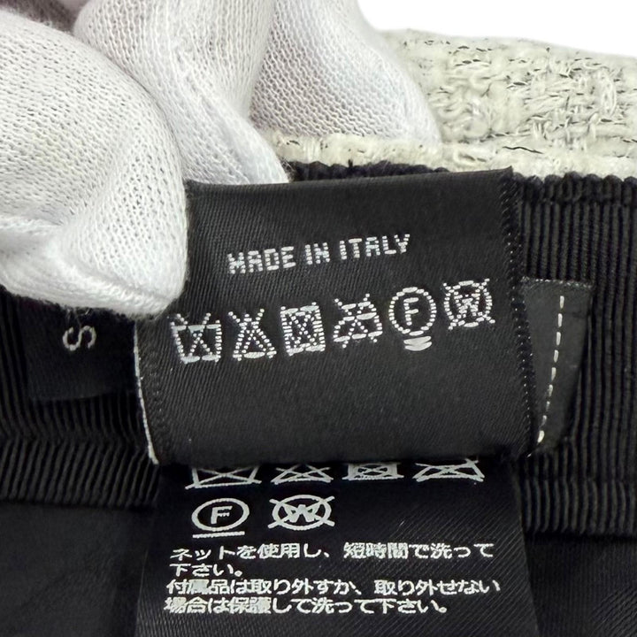 Excellent CHANEL Casquette COCO Mark Cotton Tweed Ribbon polyester S