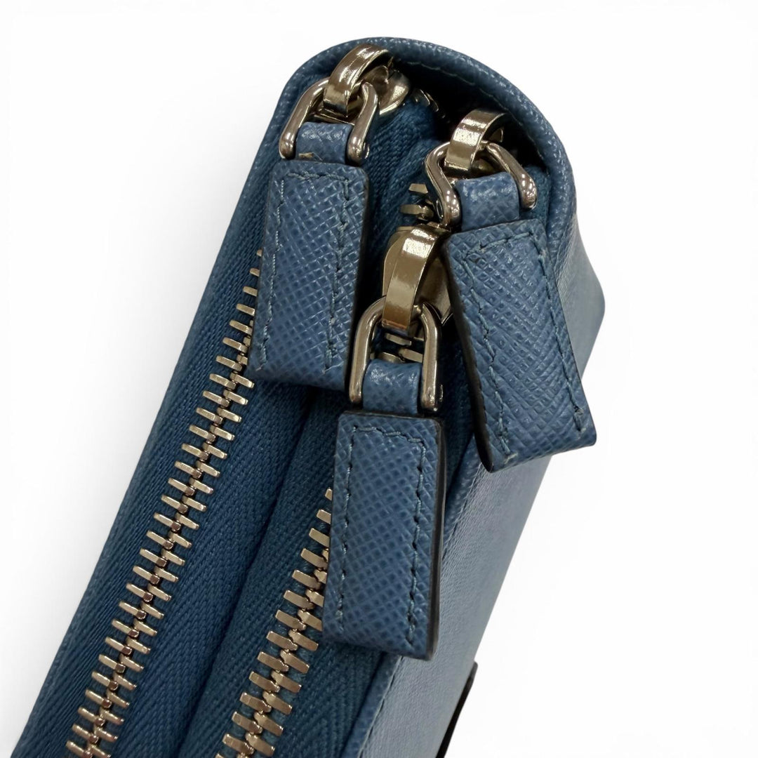 Pristine PRADA Shoulder Bag blue Safiano leather mens 2ZH126