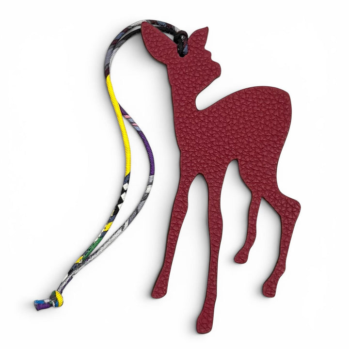 Pristine HERMES Bag charm Petit H GM Bambi Bordeaux leather Women