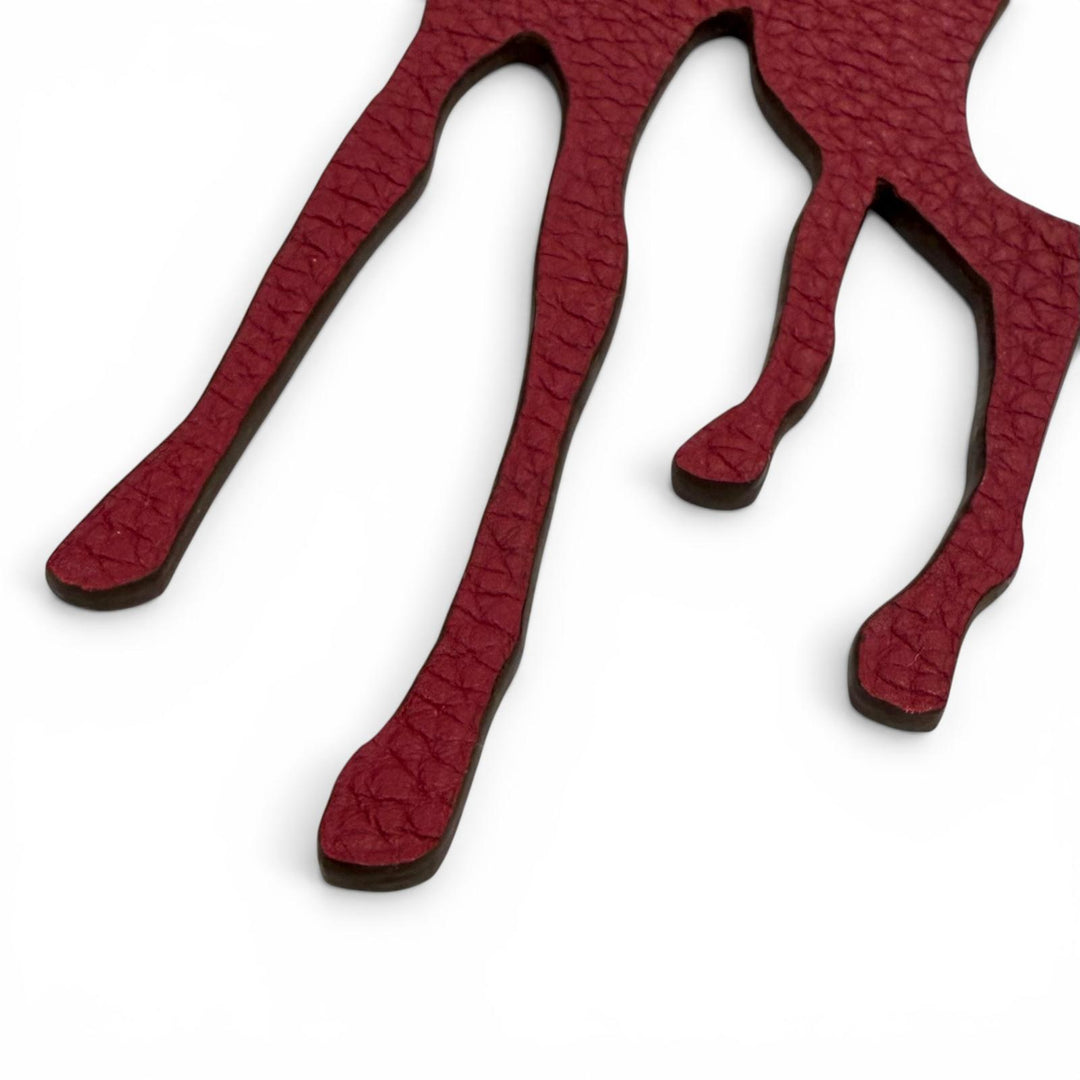 Pristine HERMES Bag charm Petit H GM Bambi Bordeaux leather Women