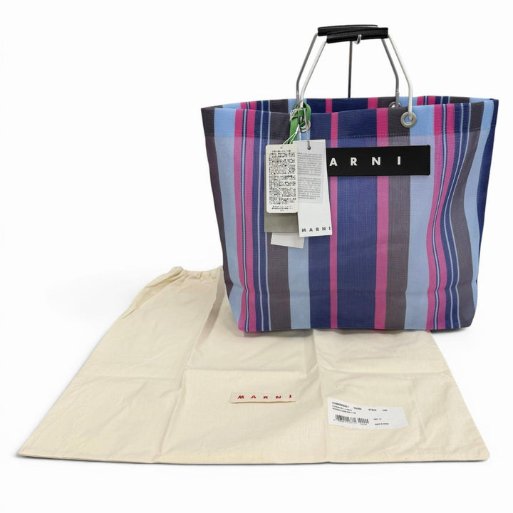 Pristine MARNI Tote Bag Marni Market Leather Logo Patch Shopping SHMHR08A01