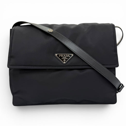 Excellent PRADA Re-Nylon Large Padded Shoulder Bag Triangle logo black 1BD256