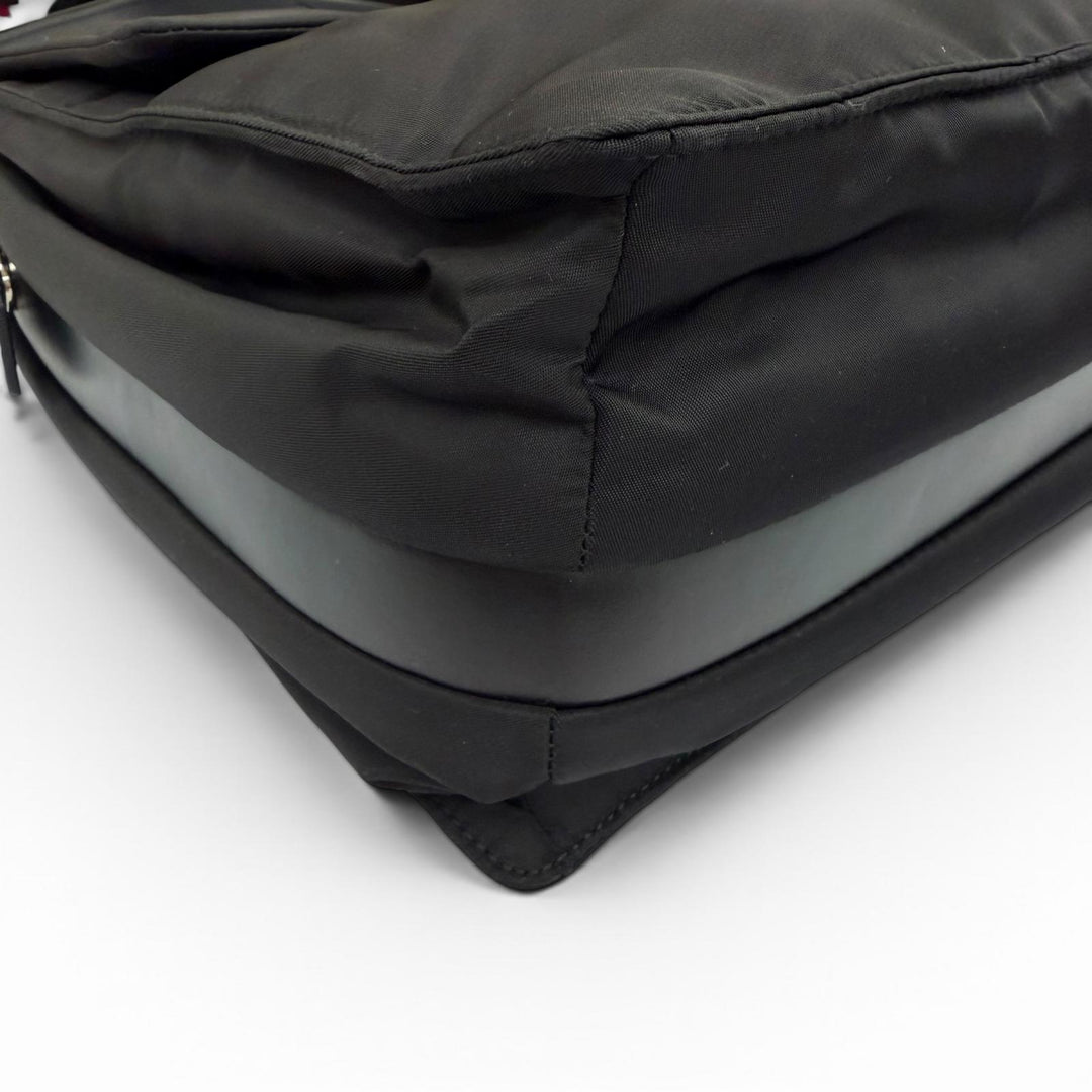 Excellent PRADA Re-Nylon Large Padded Shoulder Bag Triangle logo black 1BD256