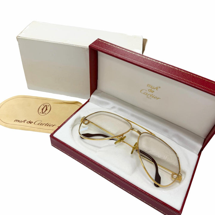 Great Cartier Glasses 140 Trinity Two-Bridge Teardrop gold