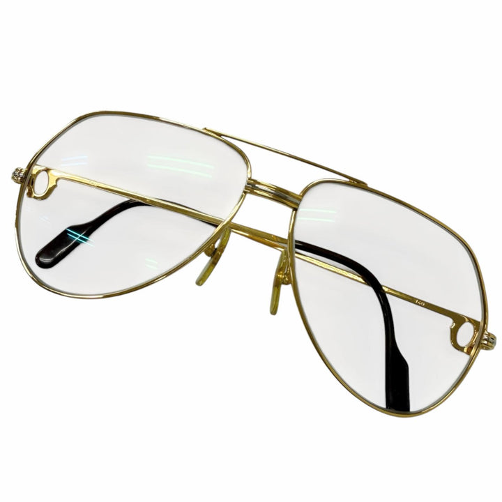 Great Cartier Glasses 140 Trinity Two-Bridge Teardrop gold