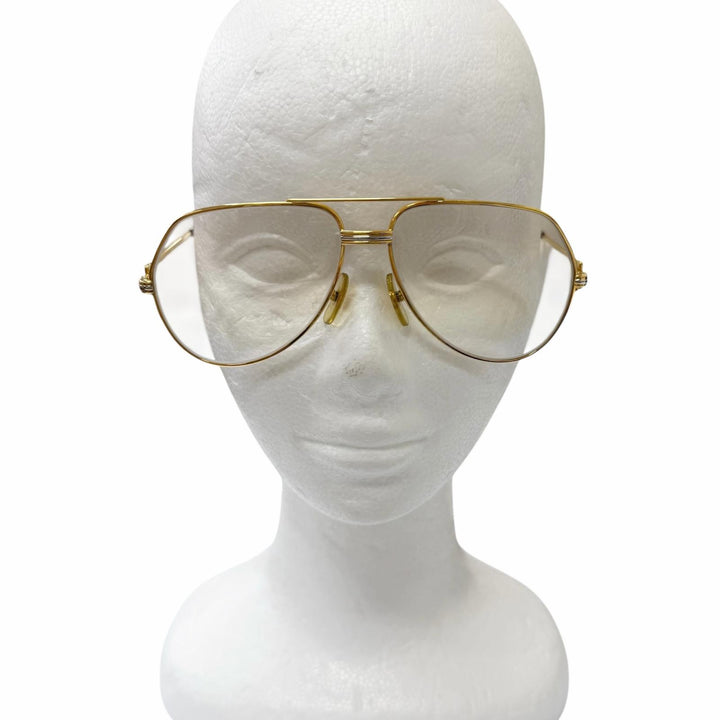 Great Cartier Glasses 140 Trinity Two-Bridge Teardrop gold