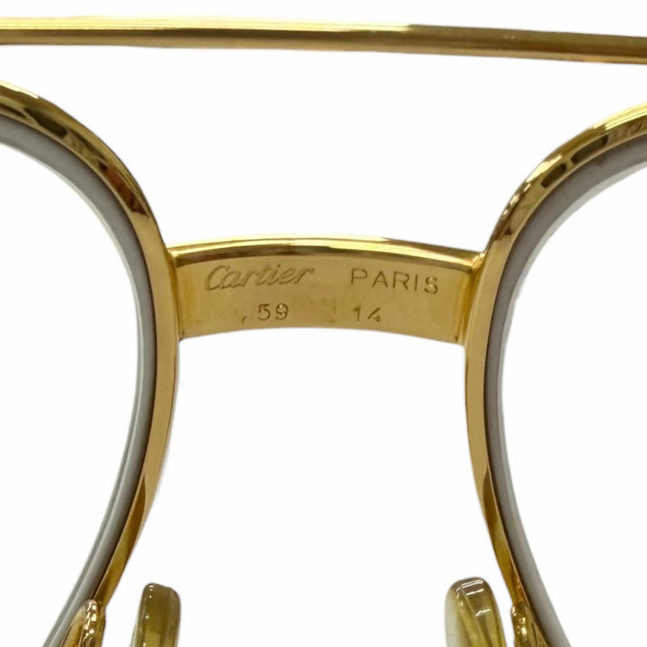 Great Cartier Glasses 140 Trinity Two-Bridge Teardrop gold