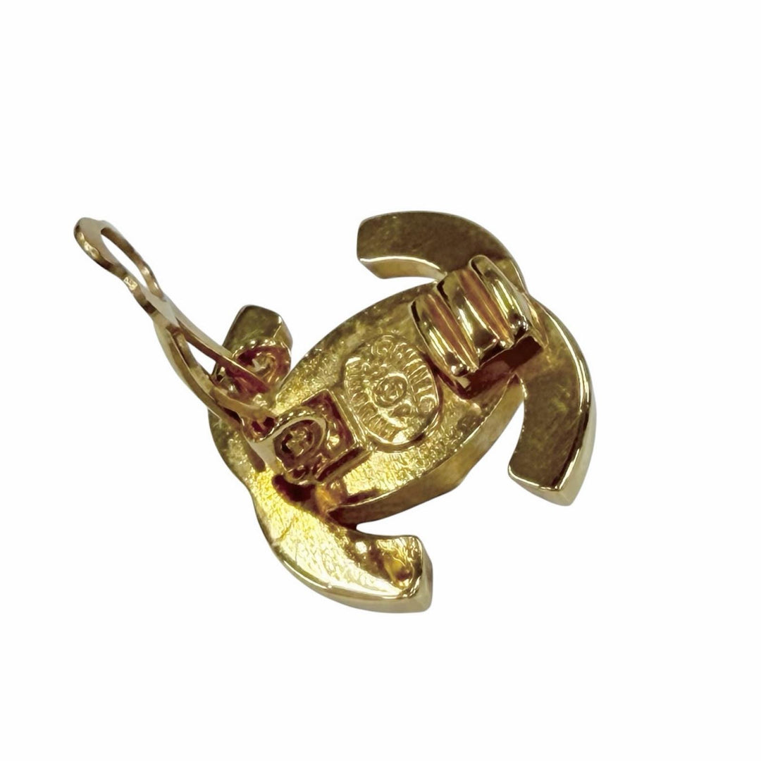 Great CHANEL Earring COCO Mark Turnlock gold Women 97P