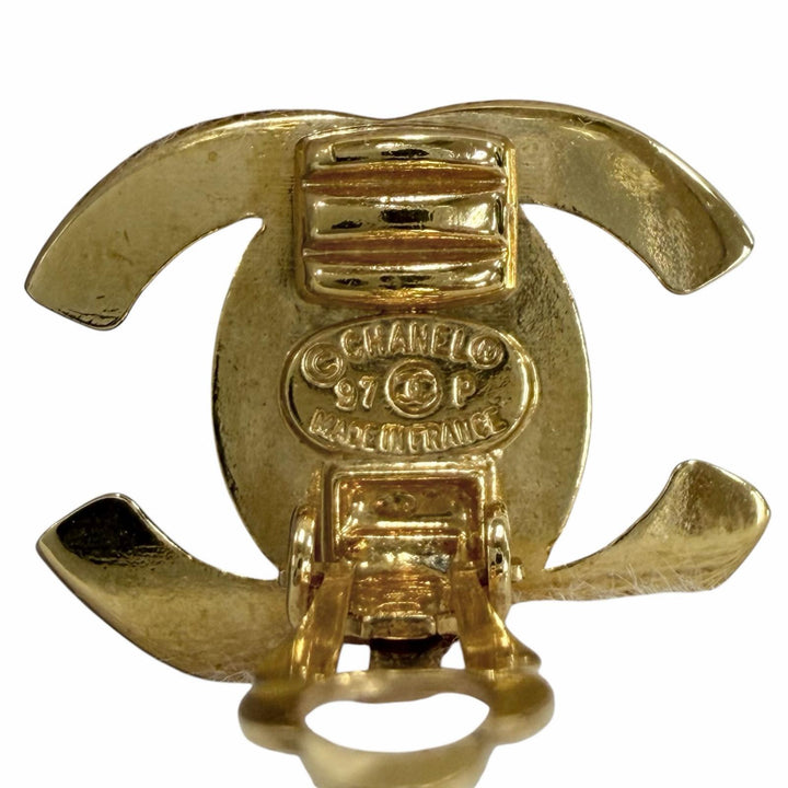 Great CHANEL Earring COCO Mark Turnlock gold Women 97P