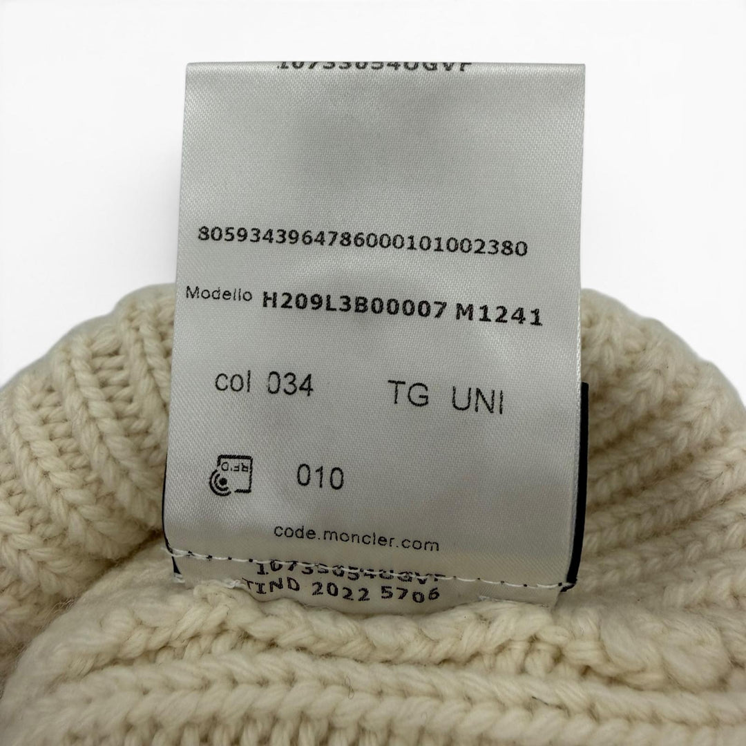 Excellent MONCLER GENIUS 8 Palm Angels Knit cap Ivory wool mens