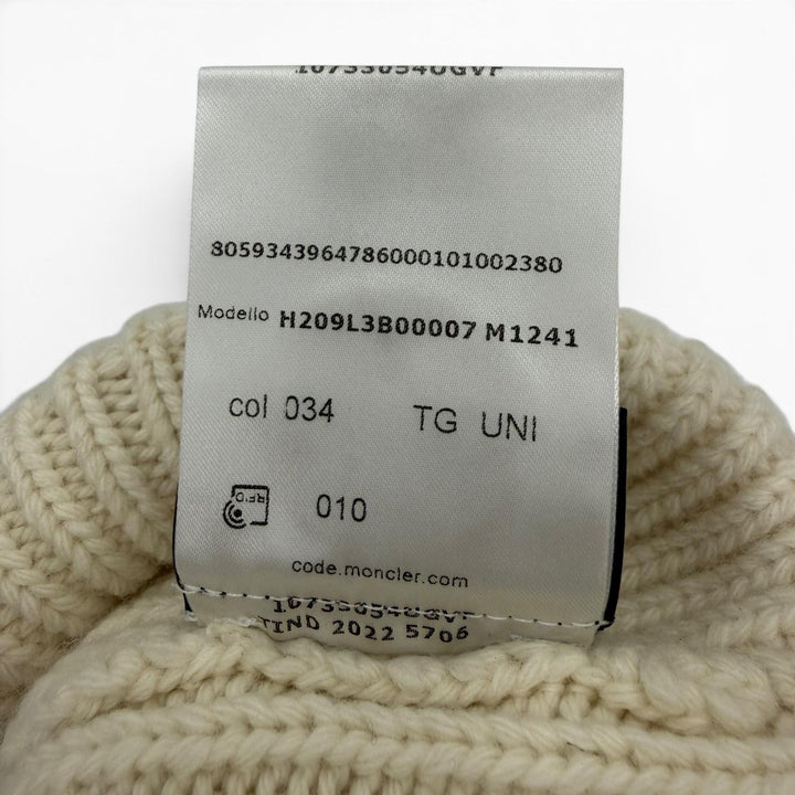 Excellent MONCLER GENIUS 8 Palm Angels Knit cap Ivory wool mens