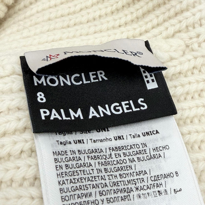 Excellent MONCLER GENIUS 8 Palm Angels Knit cap Ivory wool mens