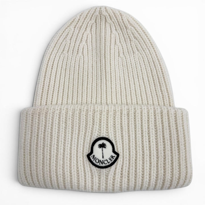 Excellent MONCLER GENIUS 8 Palm Angels Knit cap Ivory wool mens