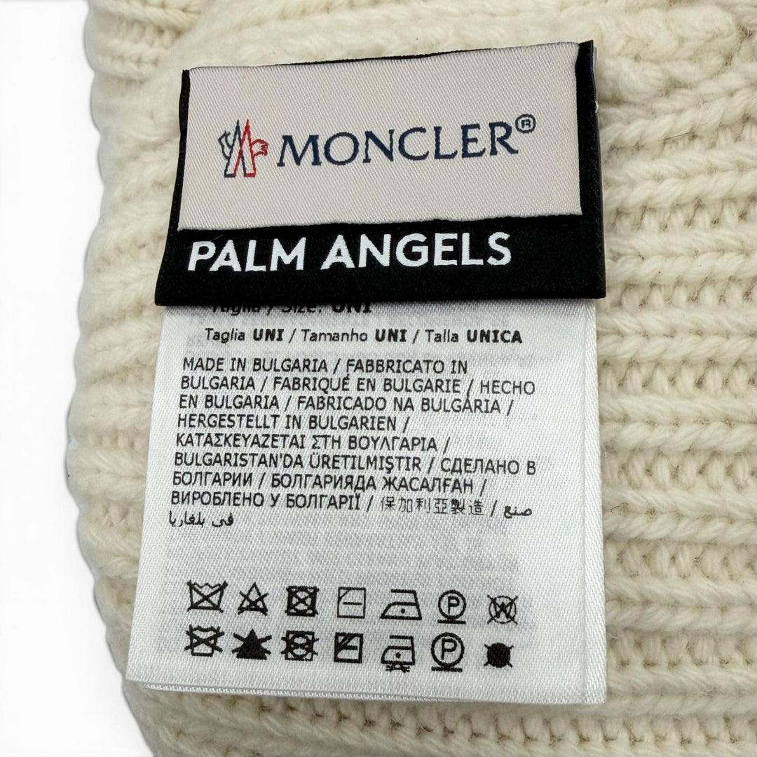 Excellent MONCLER GENIUS 8 Palm Angels Knit cap Ivory wool mens