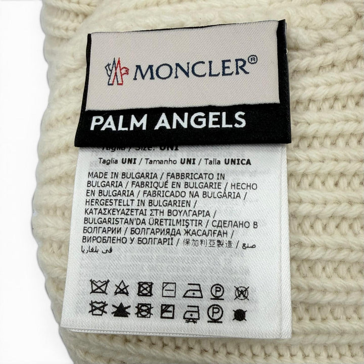 Excellent MONCLER GENIUS 8 Palm Angels Knit cap Ivory wool mens