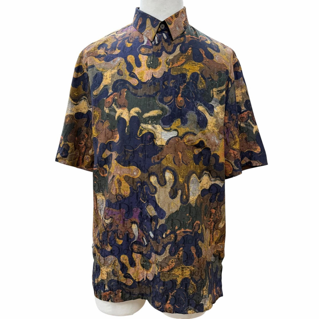 Pristine DIOR Peter Doig Short sleeve shirt Multi silk mens 39 03TC508A5436