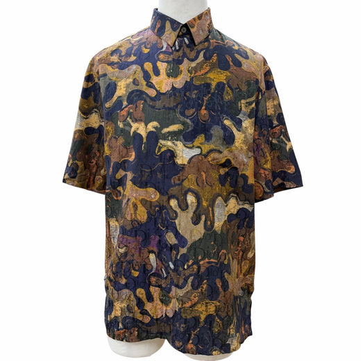Pristine DIOR Peter Doig Short sleeve shirt Multi silk mens 39 03TC508A5436