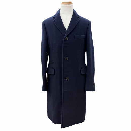 Great HERMES Chester coat single Navy wool mens 50