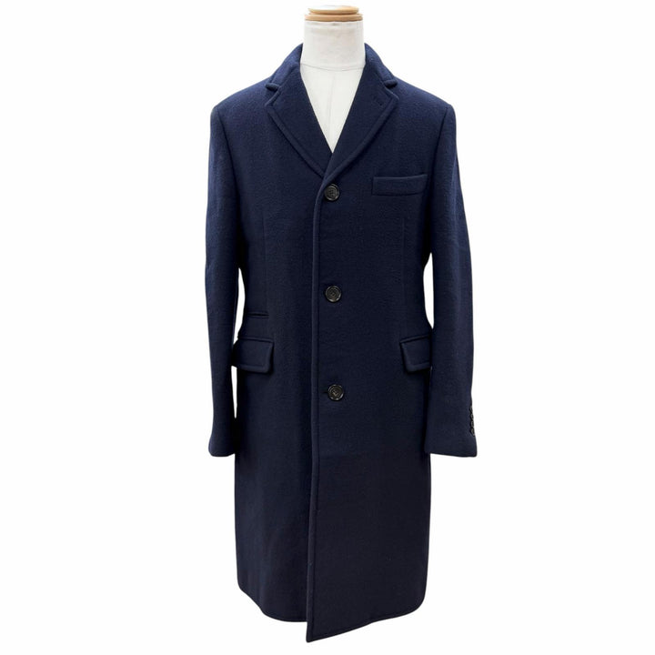 Great HERMES Chester coat single Navy wool mens 50