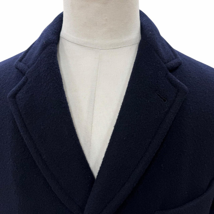 Great HERMES Chester coat single Navy wool mens 50