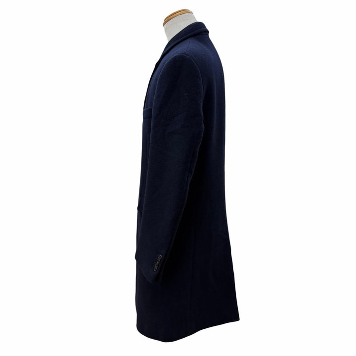 Great HERMES Chester coat single Navy wool mens 50