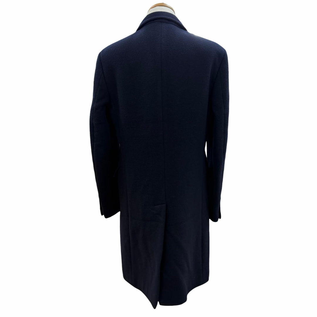 Great HERMES Chester coat single Navy wool mens 50