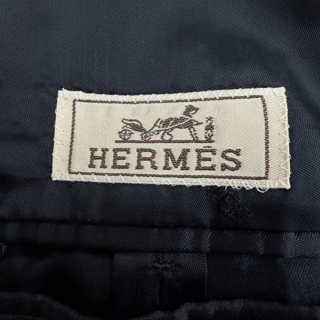 Great HERMES Chester coat single Navy wool mens 50