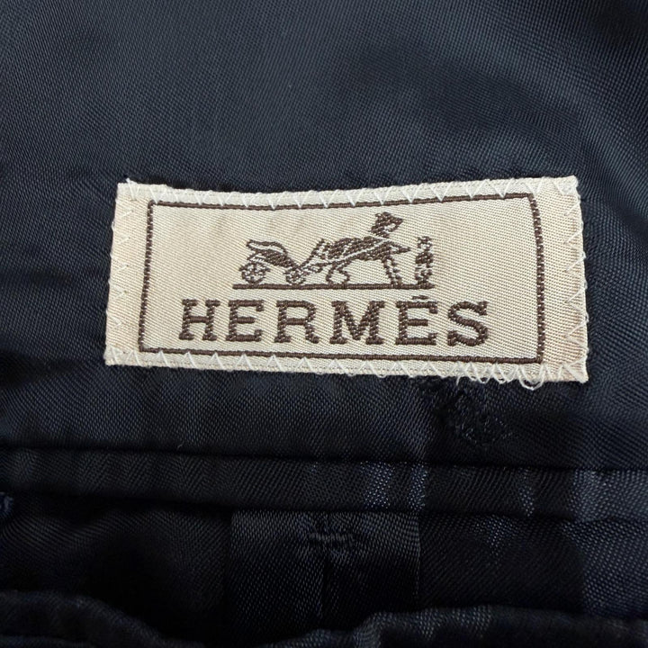Great HERMES Chester coat single Navy wool mens 50