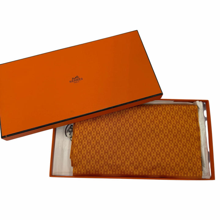 Excellent HERMES Scarf 90's SH pattern Orange silk Women