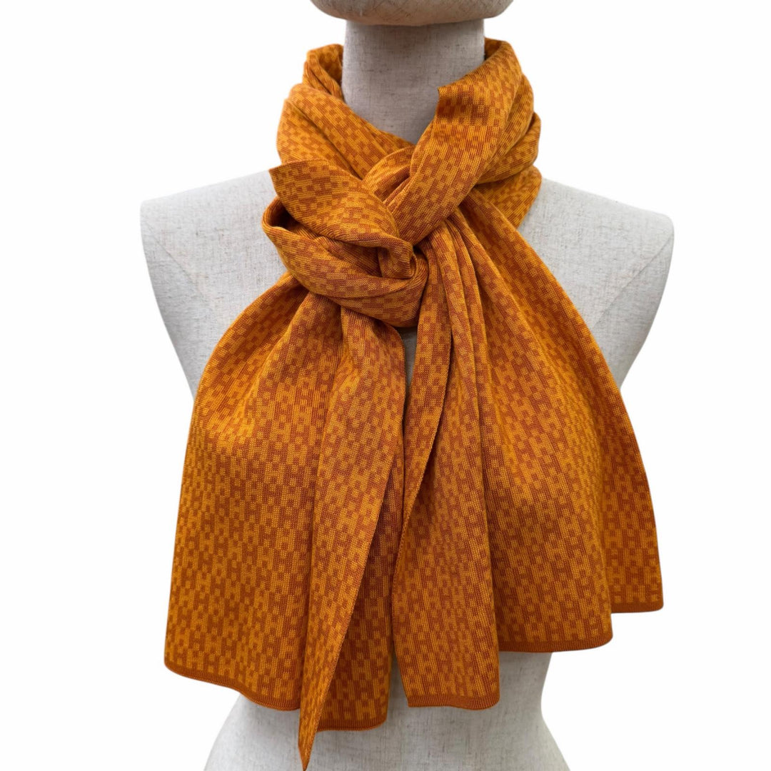 Excellent HERMES Scarf 90's SH pattern Orange silk Women
