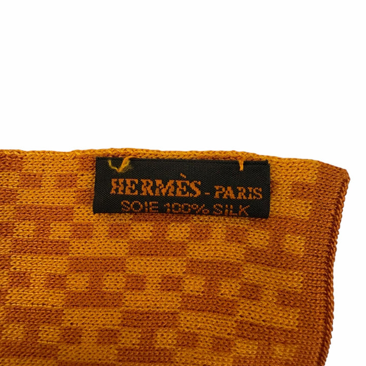 Excellent HERMES Scarf 90's SH pattern Orange silk Women