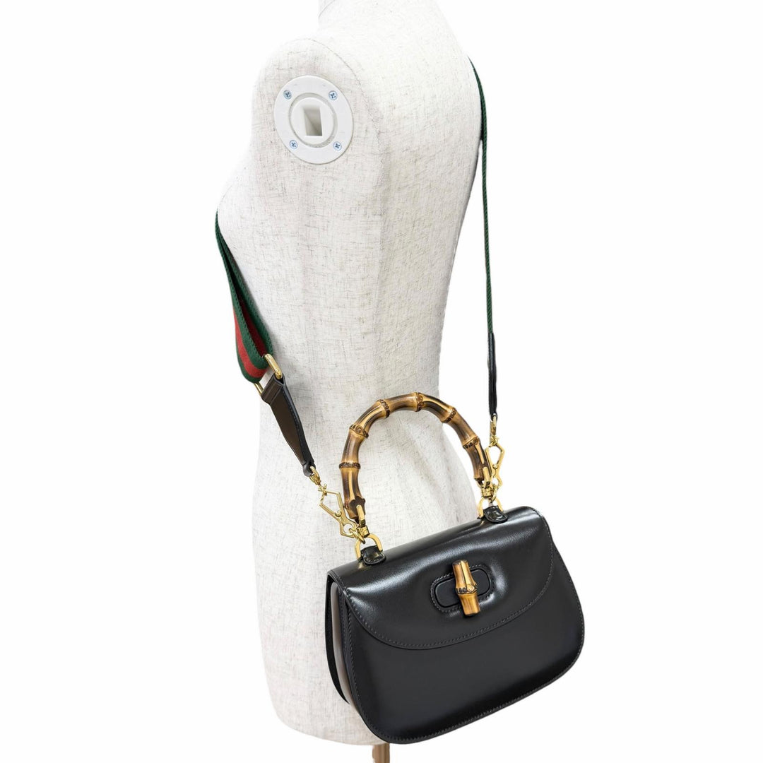 Pristine GUCCI Shoulder Bag Bamboo 1947 Small Top-handle 2-way leather 675797
