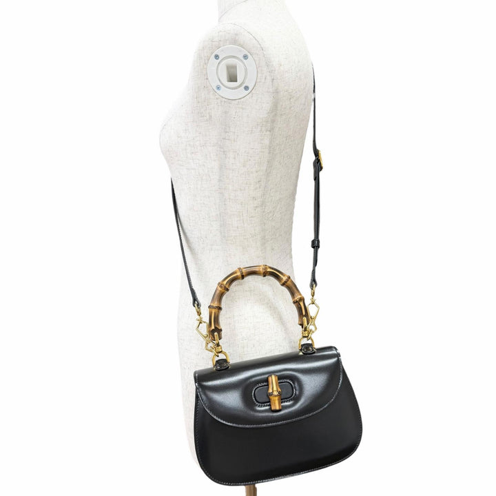 Pristine GUCCI Shoulder Bag Bamboo 1947 Small Top-handle 2-way leather 675797